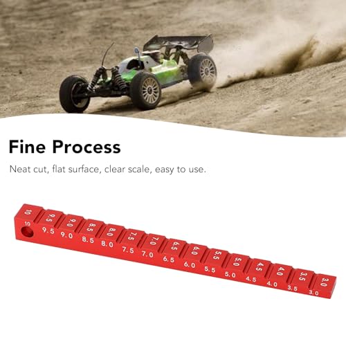RC Ride Height Gauge 1/10, RC Camber Gauge Aluminum Alloy RC Ride Height and Camber Gauge Kit for 1/10 RC Drift Car, 0.1 to 0.4in Adjustment Range (Red) - color: Red