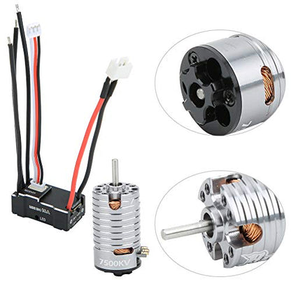 Brushless Motor, High Speed 7500KV Crawler Motor Metal 1410 with 18A ESC for 1/24 1/28 1/32 Scale Off-Road RC Cars Hobbyists Repair Enthusiasts
