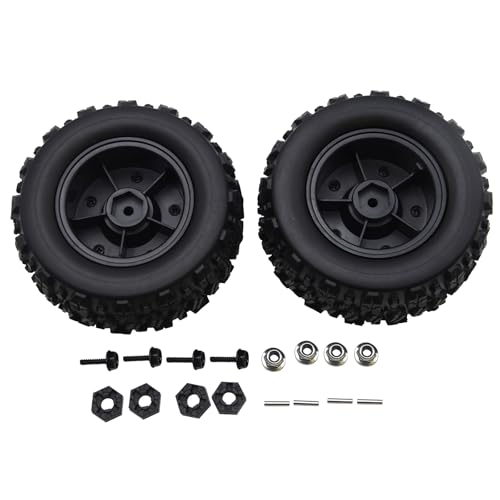 Blomiky 12mm Hex-Hole 3.6 * 1.65 Inch Wheel Tire and Hex Pin Locknuts Accessories Suitable for 1/14 1/16 Hyper Go 14210 14211 H14BM H16BM RC Trucks / 14210 Tire and Locknut