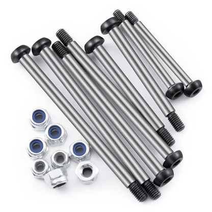 8PCS Polished Steel 1144 Lock-nut Style Hinge-Pin Complete Suspension Pin Set Screw Pins Compatible with 1/10 Traxxa Slash 2WD Hoss Rustler Stampede RC Car Upgrade Replacement Parts