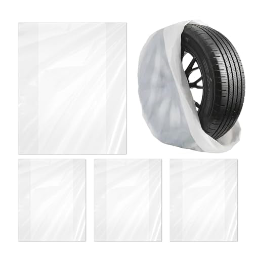 4PCS Extra-Large Tire Covers, Tear-Resistant LDPE Plastic Tire Bags for Storage & Transport Car Tires Wheel, Waterproof Dustproof Tire Storage Bag,Universal for Most Vehicles (43.3" * 39.2") - size: 4PCS