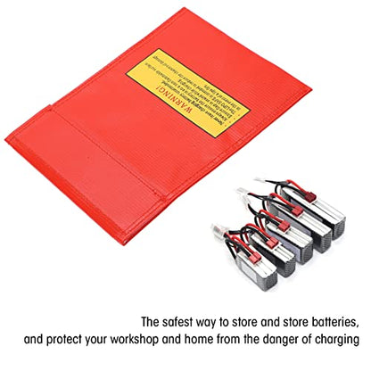Fireproof Lipo Battery Bag, Flame Retardant Storage Pouch, Charging Container with Radiation Heat Resistant, Ideal for Various Aircraft Batteries, 18x23cm (red) - size: red
