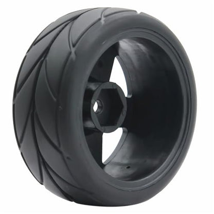 65mm 4PCS 1/10 RC On-Road tires and Hard Plastic wheels set Hex 12mm For WRC Drift Car Conversion 1/10 RC On-Road Car Traxxas Tamiya FW06 TT02 HPI HSP 94122 Kyosho W36 (Black) - color: Black