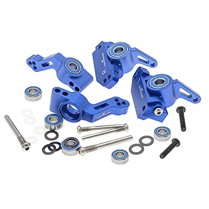 RC Alloy Caster Block&Steering Blocks&Rear Stub Axle Carriers for Traxxas 1/10 2WD Slash, Stampede, Rustler, Nitro Slash-Replaces Part 3736 3632 3752 - color: Navy Blue