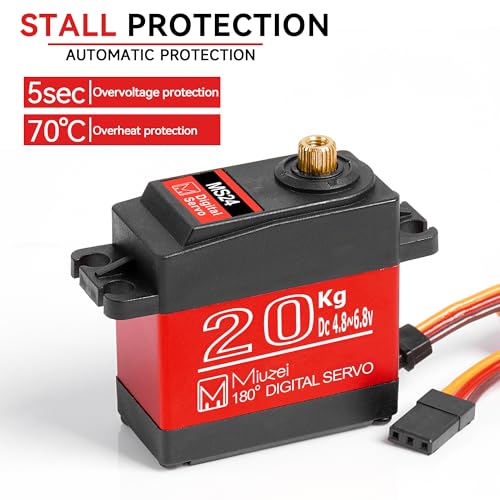 20KG Servo Motor High Torque Metal Gear Digital for 1/10 RC Car 2Pcs | 22.8kg·cm Torque @6.8V, DS3218, 180 Degree Waterproof Standard Steering with 25T Horn for RC Crawler Robot Truck Boat.