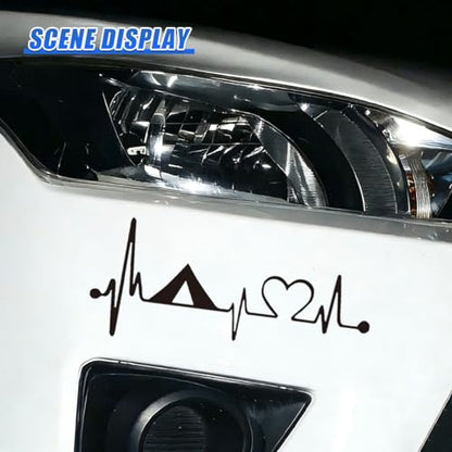 Craedli 2PCS Camping Tent Heartbeat Sticker Car Decal, 7.8"×3.3" Waterproof Vinyl Pulse Line Heart Sticker, Outdoor Adventure Car Bumper Window Decals for Camper SUV Truck Laptop (Black-Heart) - color: Black-heart
