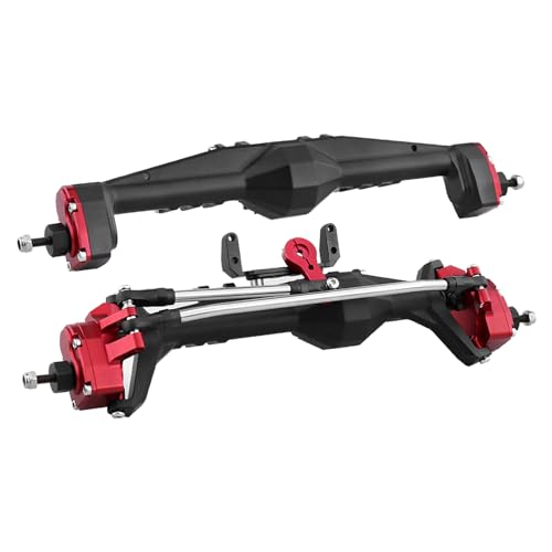 1/10 RC Crawler All Metal Front and Rear Portal Axle for Axial Capra 1.9 UTB Buggy F9 CNC Machined 7075 Aluminum Integrated (Red) - color: Red