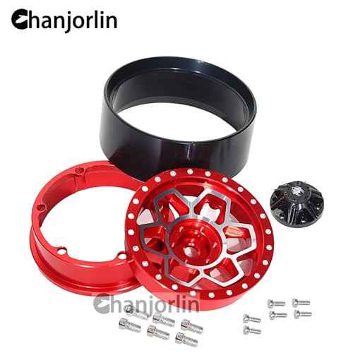 1.9 RC Beadlock Wheels Rims Aluminum Heavy Duty 1/10 Crawler Wheel Hubs For 1:10 Rock Crawler Car Axial SCX10 I II III 90046 TRX4 TRX6 VS4-10 CC01 D90 RC4WD Redcat Gen8 1.9" Tires (Red) - color: Red
