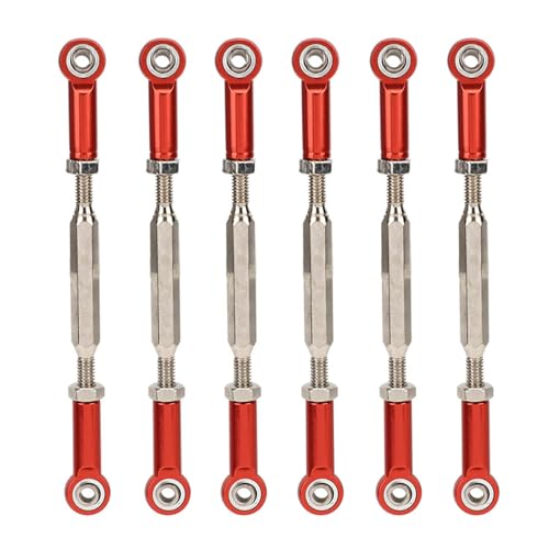 Zopsc 6Pcs 88mm Aluminum Alloy Push Rods, Adjustable Turnbuckle Linkages for RC Car Upgrade Parts Red - color: Red