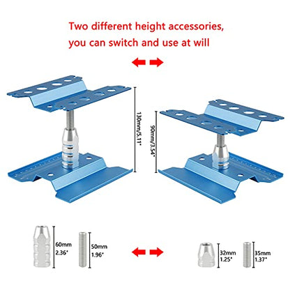 Aluminum Alloy RC Car Work Stand RC Repair Stand for 1/8 1/10 1/12 1/16 1/18 Buggy Truck Crawler On Road Touring Cars with Wheel Nut Wrenches, Blue - color: Blue