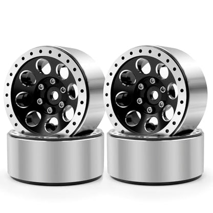 1.3 Beadlock Wheel Rims for SCX24 TRX4M Upgrade 1/24 1/18 RC Crawler Car (Black) - color: Black