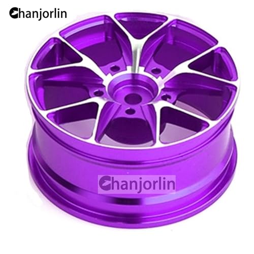 1/10 On Road Drift Wheels Rims Hex 12mm RC Aluminum Alloy Rally Racing Hubs for 1:10 Scale Touring Street Car Tires Tamiya TT01 TT02 HSP 2S 3S Brushless HPI KYOSHO XV02 XV01 4PCS (Purple) - color: Purple