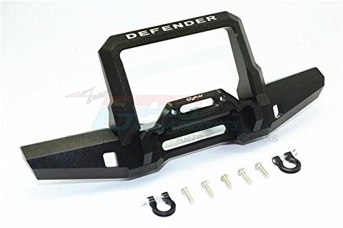 GPM For Traxxas TRX-4 Trail Defender Crawler Upgrade Parts Aluminum Front Bumper With D-Rings - 1 Set Black