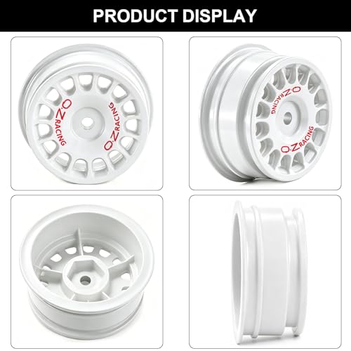 12mm Hex RC Drift Wheels and Rally Tires, 60mm OD, White | Compatible with Arrma Mojave Grom, Tamiya, MJX, Traxxas, 1/14 1/16 1/18 RC Cars, 2.36in OD Rally Drift Tires and Wheels Set - color: White