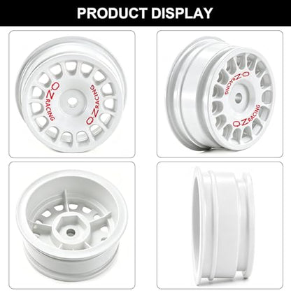 12mm Hex RC Drift Wheels and Rally Tires, 60mm OD, White | Compatible with Arrma Mojave Grom, Tamiya, MJX, Traxxas, 1/14 1/16 1/18 RC Cars, 2.36in OD Rally Drift Tires and Wheels Set - color: White