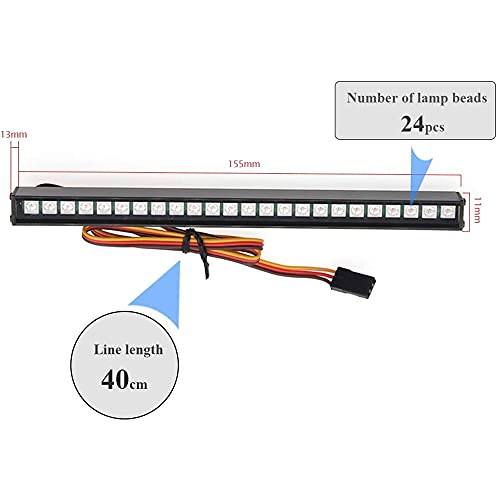 GLOBACT RC Light Bar 155mm 24 Beads for TRX4 TRX6 SCX10 1/10 RC Crawler | 1/10 Roof Lamp with 20 Modes