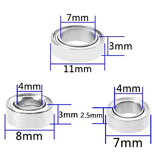 18PCS ShareGoo Ball Bearing Set 4x7x2.5 4x8x3 7x11x3mm Compatible with Wltoys 1/14 144001 RC Car Upgrade Parts