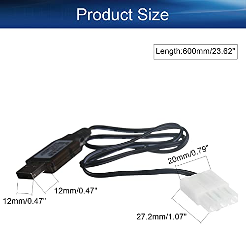 Heyiarbeit L6.2-3P USB Charging Cable for RC Car 9.6V 200mA Ni-MH Ni-CD Battery 1pcs - size: L6.2-3P 1Pcs