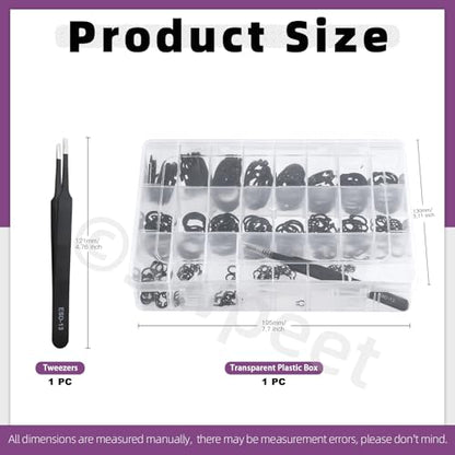 Swpeet 266Pcs 21 Sizes M4-M28mm Alloy Steel External Circlip Snap Retaining Clip Rings C-Clips with Tweezers Assortment Kit, Circlip Retainer Rings Set for Axles, Shafts and Other Moving Parts - style: Manganese Steel C-Cip