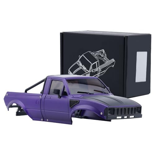 DJX SCX24 Body Shell with Bed Rack for Axial SCX24 C10 Bronco Wrangler Base Camp 1/24 RC Crawler Car (Purple) - color: Purple