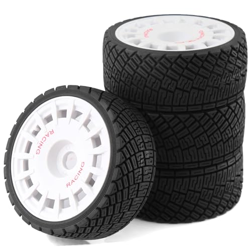 100mm 1/8 RC On-Road Tires and 15-Spokes RC Hard Plastic wheels High Grip Set 17mm Hex For 1/7 1/8 HPI VRX WR8 HSP Hobao Kyosho ARRMA Redcat Losi KM C3 CNE Ford W200 (White) - color: White