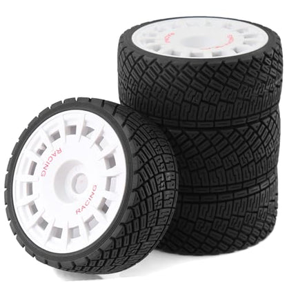 100mm 1/8 RC On-Road Tires and 15-Spokes RC Hard Plastic wheels High Grip Set 17mm Hex For 1/7 1/8 HPI VRX WR8 HSP Hobao Kyosho ARRMA Redcat Losi KM C3 CNE Ford W200 (White) - color: White