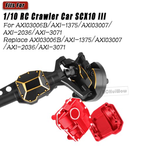 RC Upgrades Part for 1/10 SCX10 III,Aluminium Alloy Portal Axles w/Diff Cover,Brass Steering Knuckles Outer Inner Portal Covers & Diff Covers,Front Rear Complete Axle Set for SCX10 III
