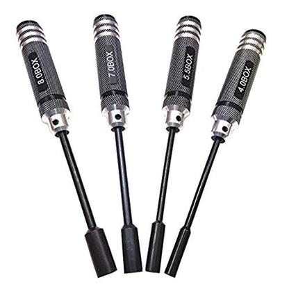 4PCS Hex Nut Key Socket,RC Repair Tools 4.0 5.5 7.0 8.0mm Spanner Box,Flat Head Screwdrivers Screw Drivers Wrench & RC Car Work Stand Repair Workstation 360 Degree Rotation Lift with Screws Tray