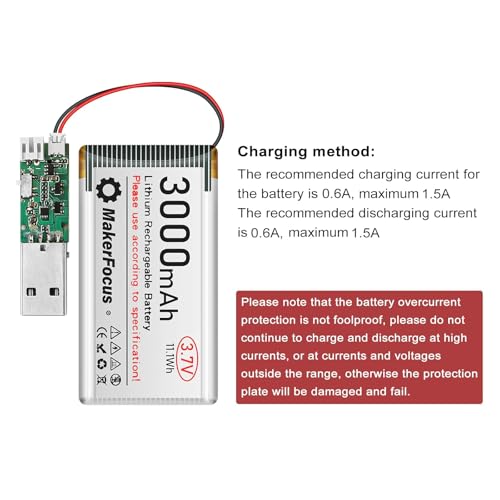 3.7V 3000mAh Lithium Polymer Rechargeable Battery for ESP32 4pcs | 1S LiPo Battery, JST 1.25 Plug, Built-in Protection Board for Meshtastic Devices, ESP32 Development Board, Electronic Devices - size: 4