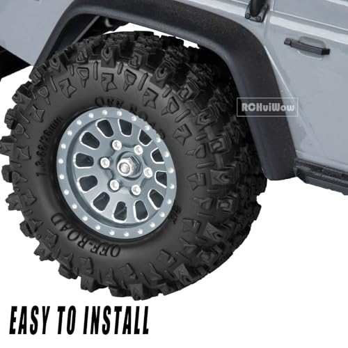 1.3 Beadlock Wheels 1.3 Beadlock Tires 1.3" RC Wheel and Tires Set for 1/18 TRX4M 1/24 SCX24 RC Crawler Car,Alloy Aluminium 1.3 RC Wheel Rims Super Large Soft Tires,4pcs,Titanium - color: Titanium(4pcs)