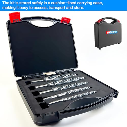 5 PCS M2 HSS Taper Chucking Reamer Set, 1/2" 3-Flat Round Shank Bridge/Construction Reamer Drill Bits for Steel, Metal, Wood, Alloy - Align and Enlarge Existing Holes to 3/8", 1/2", 5/8", 3/4", 1" - size: 5 Pcs Reamer Set