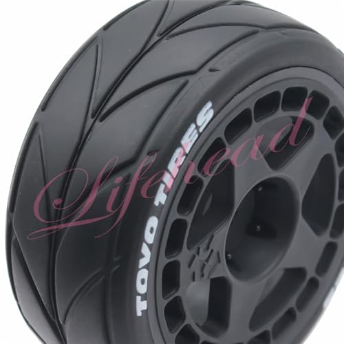 Lifehead 65mm On Road Rubber Tires& Wheels Rims 12mm Hex Hub for HPI Ken Block's Tamiya XV01 TT01 TT02B Kyosho FAZER MK2 Lc Racing PTG HSP RGT RC 3RACING D5 1/10 RC Rally Car - color: Black 1