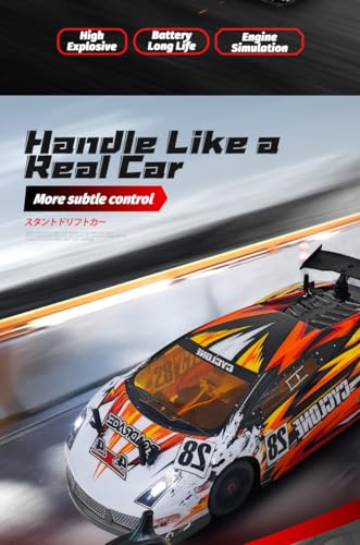 1/18 Scale Electric RC Drift Car with Controled Light, 2.4G 4WD Full Proportional Remote Control Racing Sport Car, 24KM/H High Speed Drift Vehicle for Adults