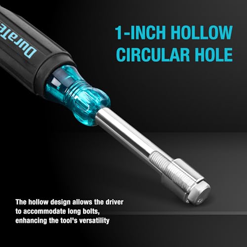 DURATECH 7-Piece SAE Nut Driver Set, Nut Drivers | Cr-V Steel, Non-Slip Handles, 3/16, 1/4, 5/16, 11/32, 3/8, 7/16, 1/2-Inch, 1-Inch Hollow Shaft, Nuts Tightening & Unscrewing