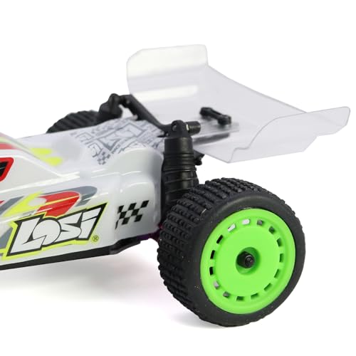 Pre-Mounted Pin Buggy Tires and Wheels Rims Hub Tires Set for 1/24 Losi Micro-B 1/28 Losi Micro-T Wltoys 244016 Upgrade Part (White Micro-B) - color: White Micro-b