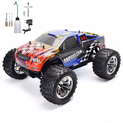 1/10 Nitro RC Truck for Adult RTR 80KM/H Fast Nitro Gas Power Car High Speed Off Road Climbing Vehicle Gas-Engine 4WD Remote Control Truck Hobby Racing, Oil-Powered Short Course Rally Crawler