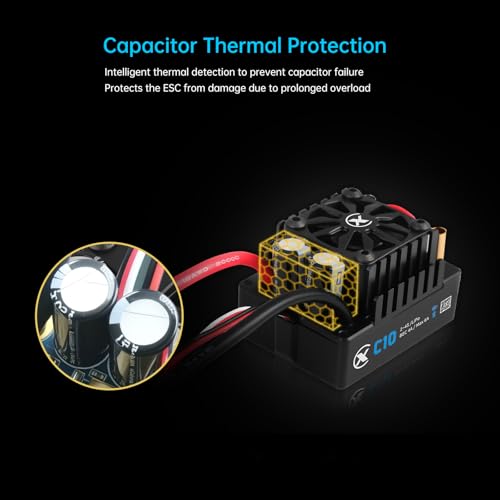 XC C10 Sensorless Brushless ESC for 1/10 RC Car,2-4S 120A | Bluetooth APP Programming,6.0V/7.4V/8.4V BEC,IP67,Multiple protection - style: XT 60