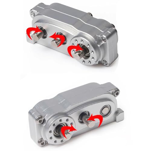 Metal Transfer Case with Reverse Shaft for 1/10 RC Crawler Axial SCX10 Chassis DIY Prefixal Planetary Gear Transmission Upgrade (Black)