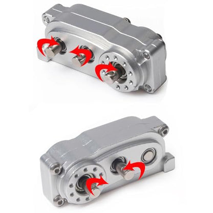Metal Transfer Case with Reverse Shaft for 1/10 RC Crawler Axial SCX10 Chassis DIY Prefixal Planetary Gear Transmission Upgrade (Black)