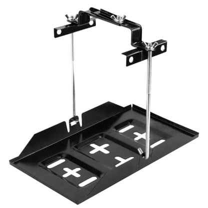 Battery Hold Down Tray Kit Metal Adjustable Battery Tray Holder with Bracket Clamp for Cars Boats Marine - size: 9.05-inch Bolt with 13.38-inch Battery Tray