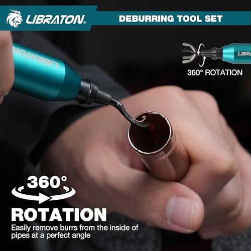 LIBRATON Deburring Tool 3d Printing, Countersink Chamfering Reamer Tool | 360 Degree Swivel Deburring Tool for Metal, Resin, PVC, Copper, Plastic, Wood, Deburring Tool 3d Printing with 10 HSS Blades