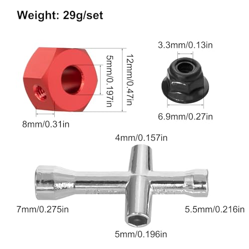 2 Sets Aluminum 12mm Hex Wheel Hubs Hex Adapter & Flanged Lock Nuts for Traxxas Mini Maxx Monster Truck 107154-1 Mini XRT 108076-1 RC Car(Black) - color: Black