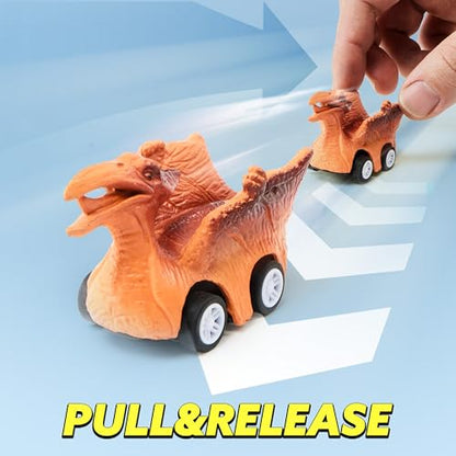 JOYIN 13 in 1 Dinosaur Toys for Kids 3-5, Triceraptor Dinosaur Truck with 12 Pull Back Cars, Birthday Gifts Toys for 3 4 5+ Year Old Boy, Transport Carrier Truck for Toddlers 3-4 Years - style: Triceratops Truck