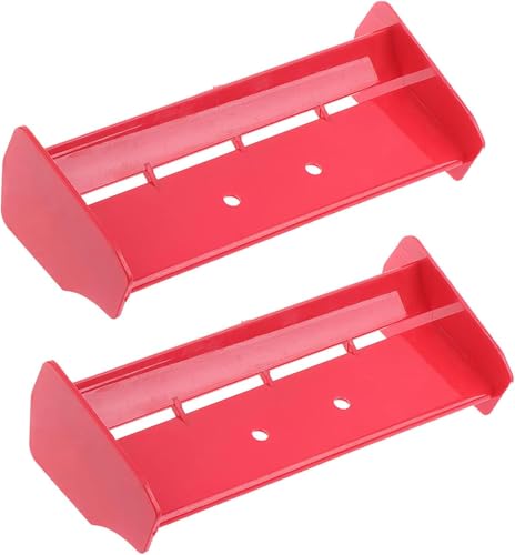 2 Pack 1/10 RC Plastic Rear Spoiler Compatible with 1:10 Scale RC Off-Road Short Course Truck Buggy Racing Rear Wing Tail (Red) - color: Red