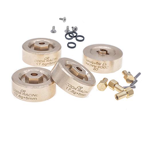 4pcs 17.6g Brass Extended Wheel Weights Hex Adapter 7mm for AXIAL SCX24 Upgrades 1/24 RC Crawler Car+5mm
