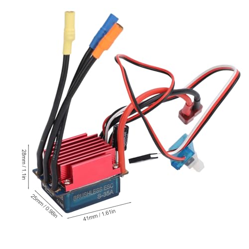 RC Brushless ESC 35A Sensorless Speed Controller, 2-3S LiPo Waterproof, for 1/16 1/18 RC Car Truck Boat