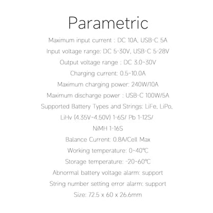 ISDT 608PD Lipo Battery Charger,DC 240W/10A,USB C PD 100W/5A Smart Charger for RC Batteries Balance Charger for Life/Lilon/LiPo/LiHV (1-6S),NiMH(1-16S),Pb (1-12S) Batteries