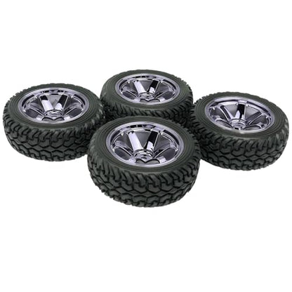 4PCS 75mm Rubber Tires and 6Spokes Plastic Wheel Rims Tyre for 1/10 RC On-Road Drift Racing Car 1:14 1:16 Rally Car for Tamiya Kyosho HPI HSP TT02 Upgrades Parts (Grey) - color: Grey