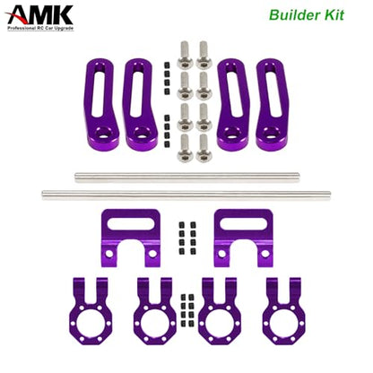 AMK Adjustable 1/10 Scale Bumper Mount Front Rear, Metal Bumper Kit with Modular Fairlead D-Ring Tow Strap for RC Crawler Axial SCX10 Element Enduro Gen7 Gen8 TRX6 TRX4 Upgrades (Purple) - color: Purple