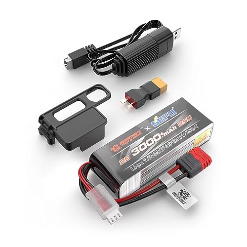 HYPER GO Angry Snail 2S3000 RC Car Upgrade Accessories 2S 7.4V 3000 mAh 25C LiPo Battery, Spare Parts RC Battery All 1/12 1/14 1/16 Scale